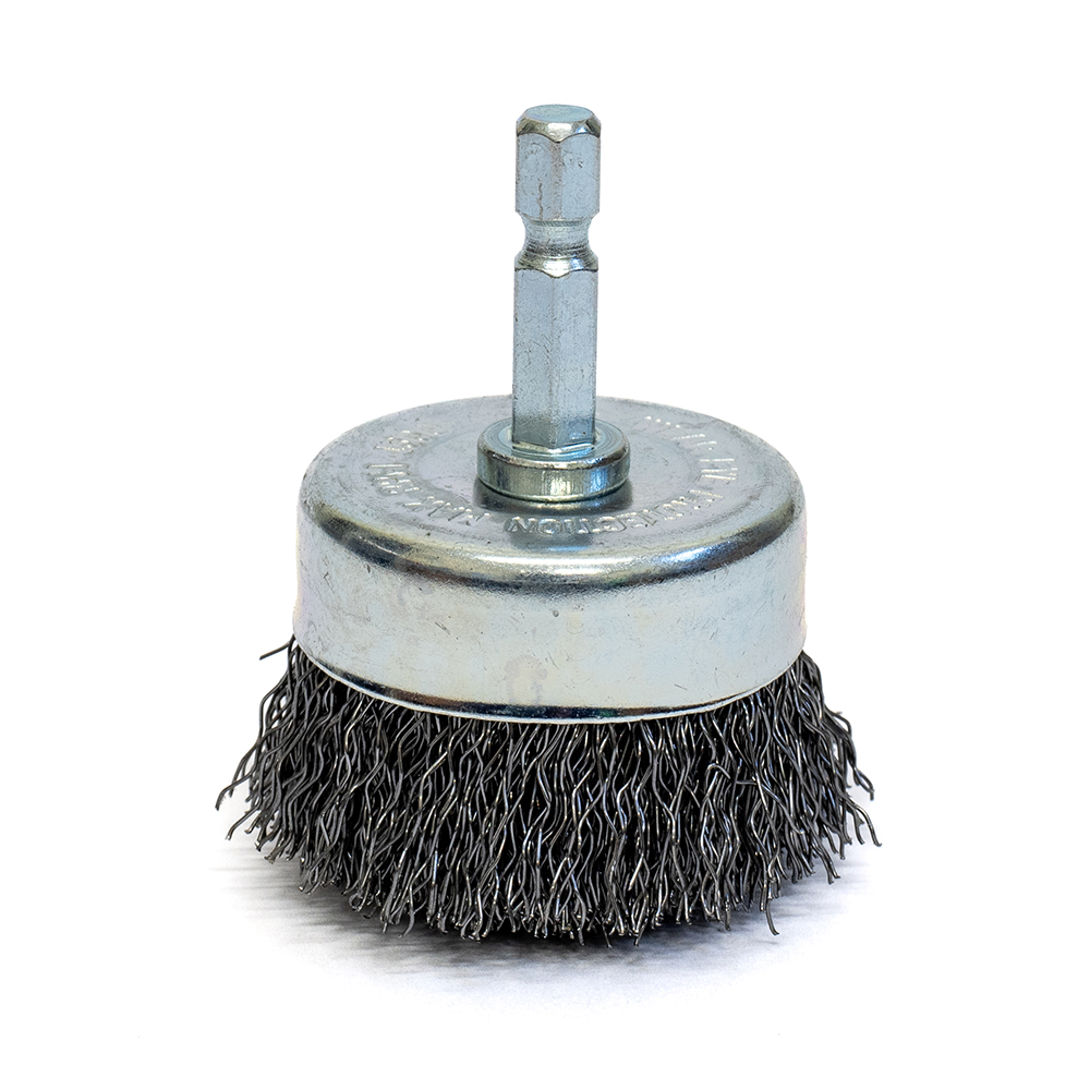 Drill Cup Brush - Crimped Steel Wire 50mm